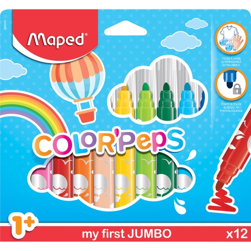 [846020ZC MAP] Color'Peps My First Safety Tip Ultrawashable Markers Pack of 12