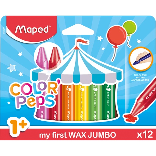 [861311 MAP] Color'Peps My First Jumbo Triangular Wax Crayons Pack of 12