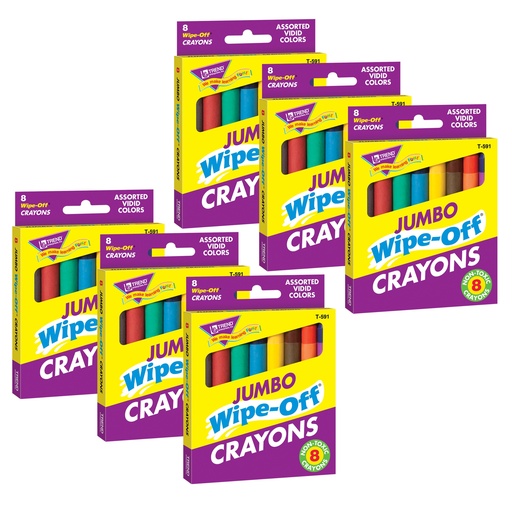 [591-6 T] Assorted Jumbo Wipe-Off® Crayons 48ct in 8 Colors