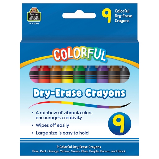 [20112 TCR] Colorful Dry-Erase Crayons Pack of 9