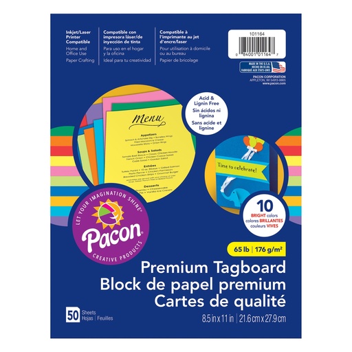 [101164 PAC] Assorted 8 1/2" x 11" Premium Tagboard 50 Sheets
