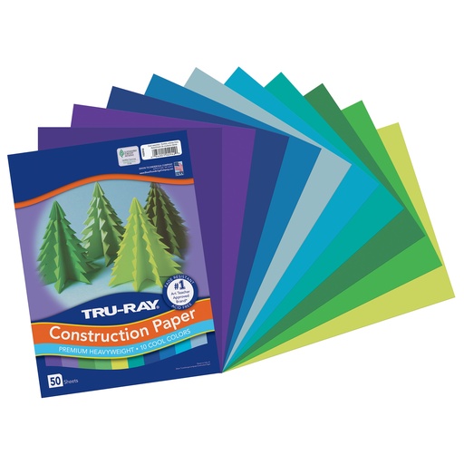 [102942 PAC] Cool Assorted 9" x 12" Construction Paper 50 Sheets