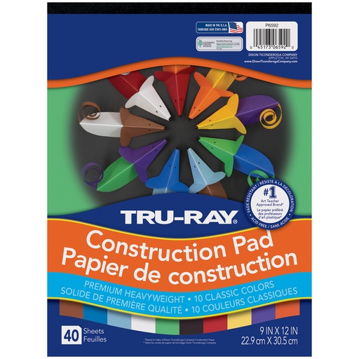 [6592 PAC] Classic Colors 9" x 12" Construction Paper Pad