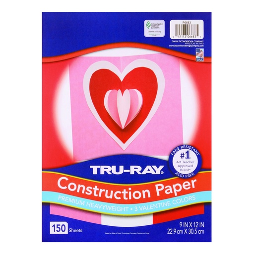 [6683 PAC] Valentine Assortment 9" x 12" Construction Paper 150 Sheets