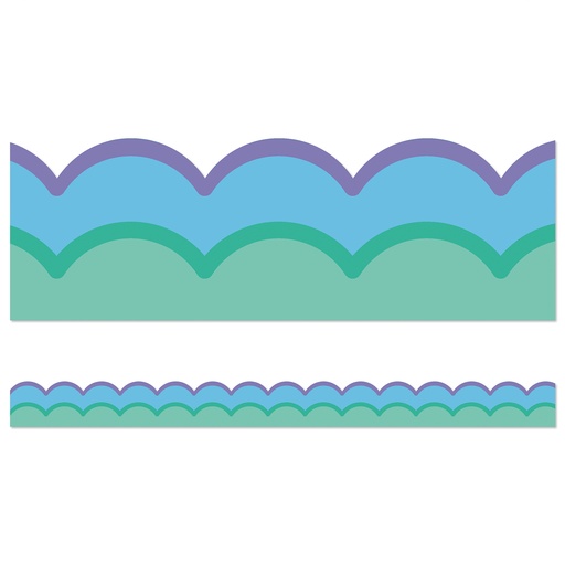 [108540 CD] Happily Ever Elementary Retro Remix Cool Waves Scalloped Bulletin Board Borders