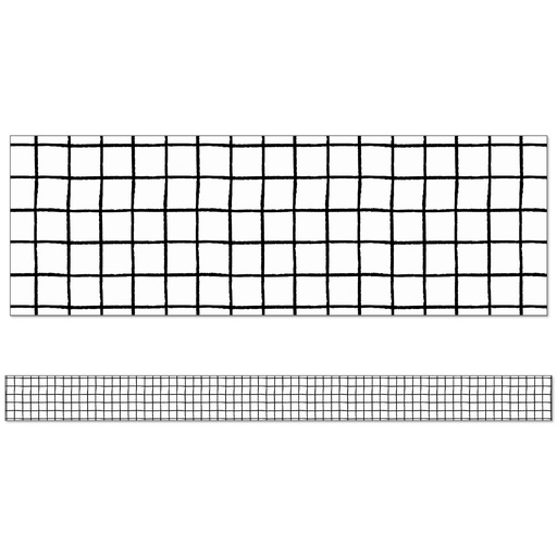 [108501 CD] Creatively Inspired Black & White Grid Straight Borders 36 Feet