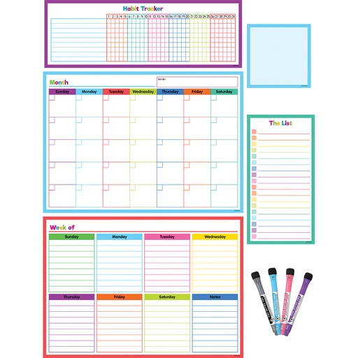 [77405 TCR] Colorful Dry-Erase Magnetic Calendar Set