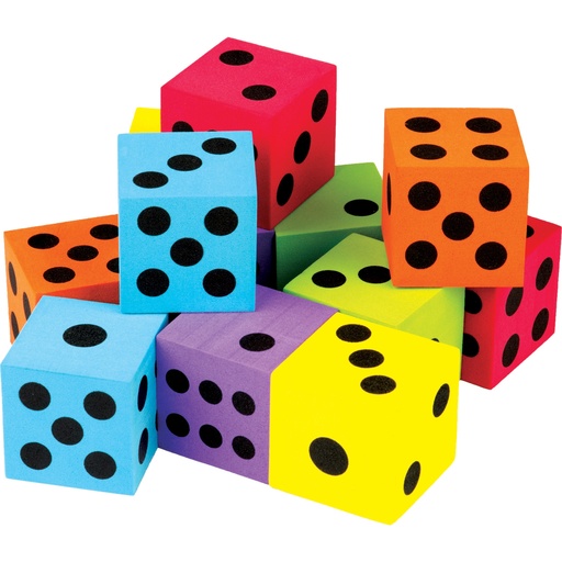 [20809 TCR] 1 1/2" Foam Colorful Large Dice Pack of 12