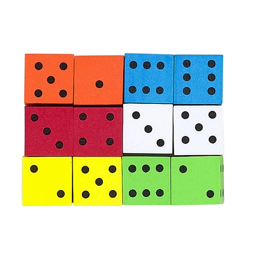 [17332 KOP] Assorted Color Spot 16mm Foam Dice Pack of 12