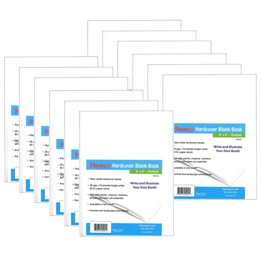 [BK200-12 FS] 6" x 8" Portrait Hardcover Blank Books Pack of 12