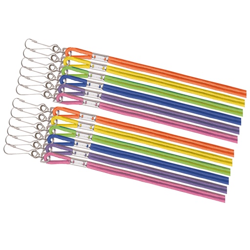 [127ASST CHS] Assorted Neon Colors Heavy Duty Nylon Lanyards Pack of 6