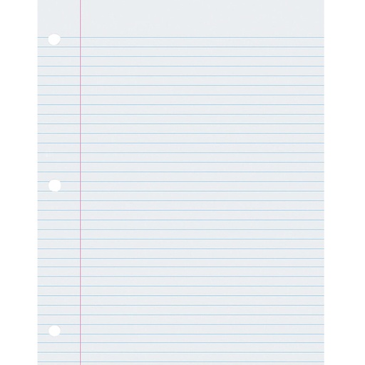 [2405 PAC] White 3-Hole Punched 8 1/2" x 11" 9/32" Ruled Red Margin Composition Paper 500 Sheets