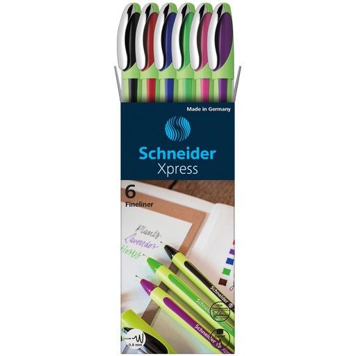 [190086 PSY] Assorted Schneider Xpress Fineliner Pens 6-Color