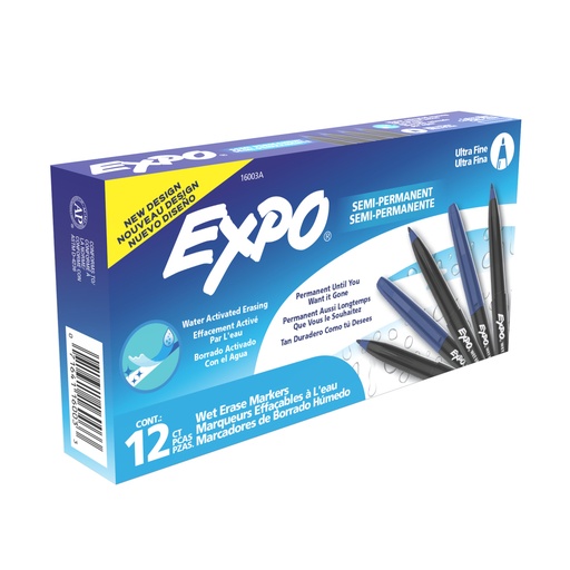 [16003A SAN] Blue Ultra Fine Expo Wet Erase Markers 12ct