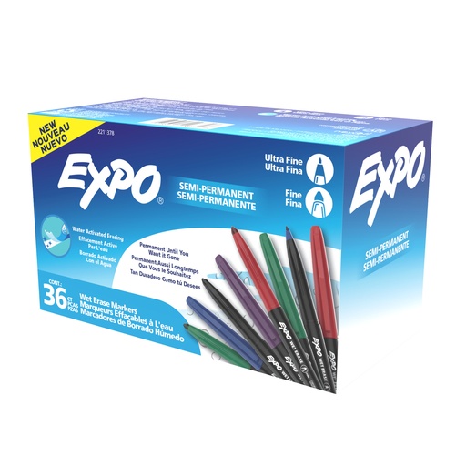 [2211378 SAN] Assorted Ultra Fine & Fine Expo Wet Erase Markers 36ct