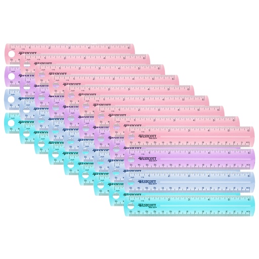 [00412-36 ACM] 6" Plastic Ruler, Assorted Colors, Pack of 36 | 00412-36 ACM