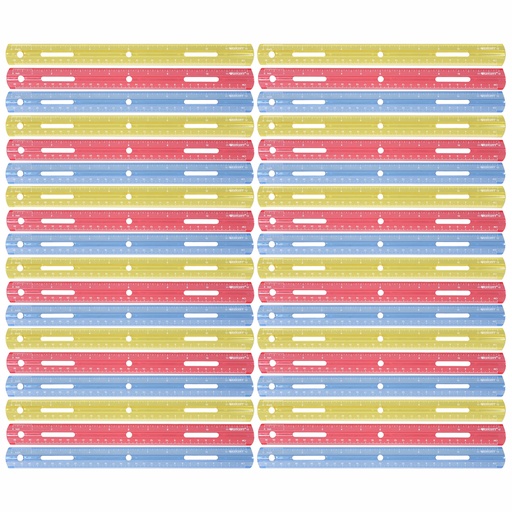 [10526-36 ACM] 12" Assorted Colors Plastic Ruler 36ct