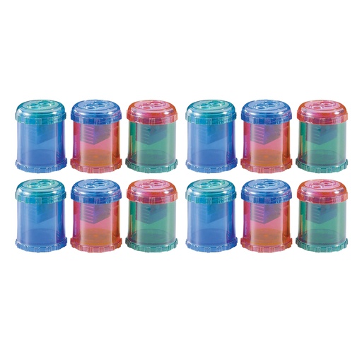 [12202-12 ACM] 2-Hole Assorted Color Plastic Manual Pencil and Crayon Sharpeners 12ct