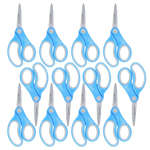 [14727-12 ACM] 5" Pointed Soft Handle Assorted Colors Kids Scissors 12ct 