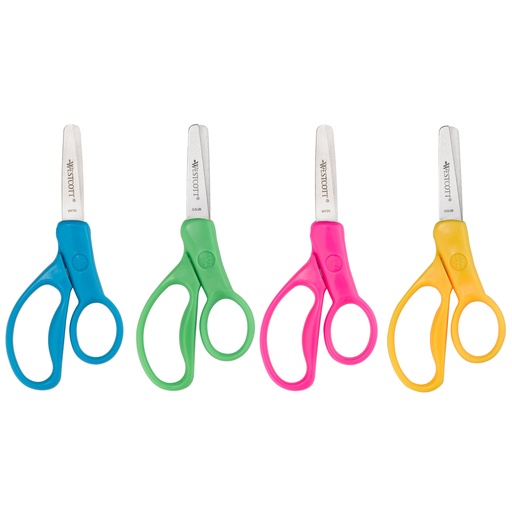 [16656 ACM] 5" Blunt Assorted Colors Hard Handle Kids Scissors 30ct