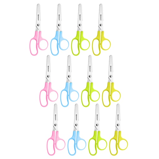 [42516-12 ACM] 5" Blunt Assorted Colors Value Kids Scissors 12ct