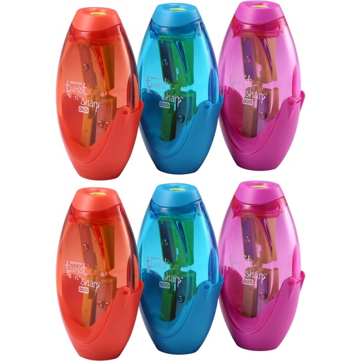 [PS2ASST-6 BOS] Assorted Colors Twist-n-Sharp™ Duo Pencil Sharpener Pack of 6