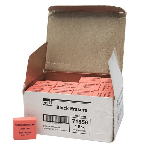 [71556 CLI] Medium Synthetic Latex Free Pink Block Erasers Box of 60