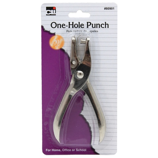 [80901 CLI] Silver Metal 1 Hole Paper Punch with Catcher