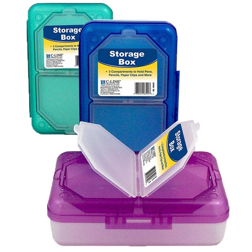 [48500-3 CL] Assorted Colors 3 Compartment Storage Boxes Pack of 3