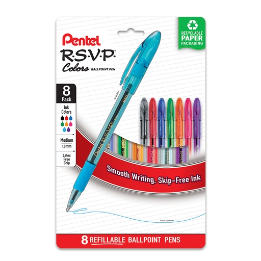[BK91CRPF8M PEN] Assorted R.S.V.P. Colors Ballpoint Pen 8-Pack