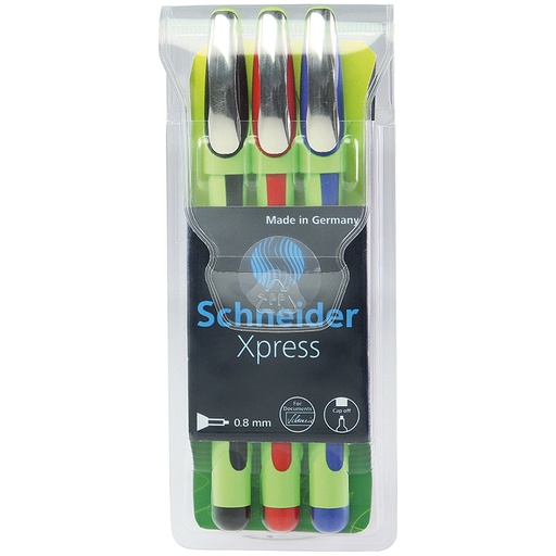 [190093 PSY] Assorted Fiber Tip Xpress Premium Fineliner Pens 3 Colors (Black, Red, Blue)