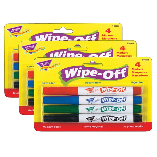 [98003-3 T] Standard Colors Wipe-Off® Markers 12ct in 4 Colors