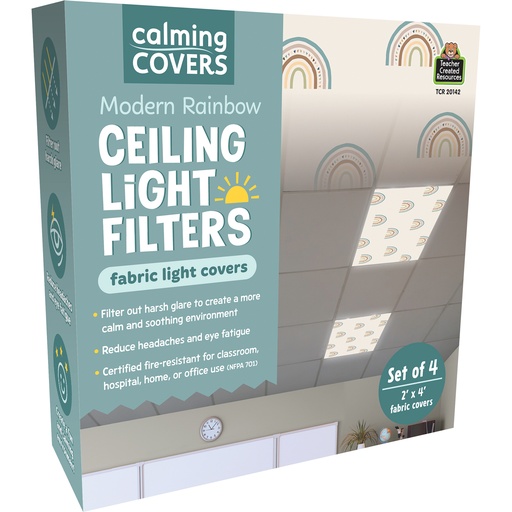 [20142 TCR] 2' x 4' Modern Rainbow Calming Covers Ceiling Light Filters Pack of 4