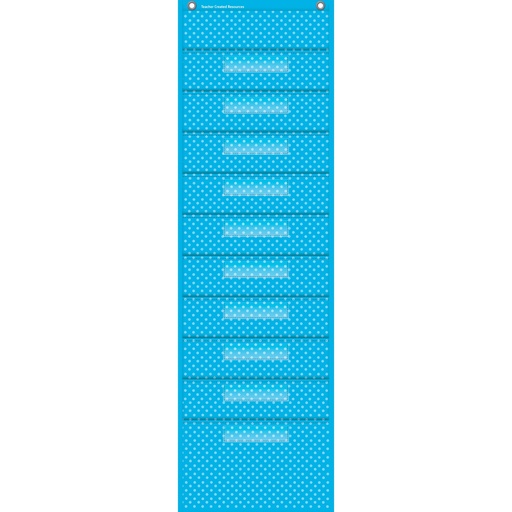 [20738 TCR] Aqua Polka Dots 10 Pocket File Storage Pocket Chart