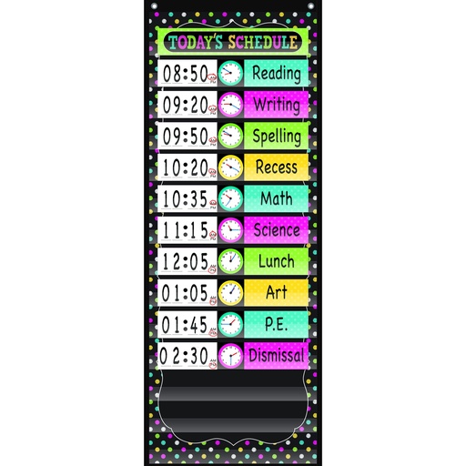 [20752 TCR] Chalkboard Brights 14 Pocket Daily Schedule Pocket Chart