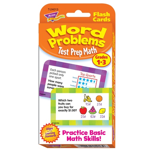 [24013 T] Word Problems Test Prep Math Grades 1-3 Challenge Cards®