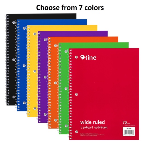 Wide Ruled 1-Subject Notebooks Pack of 12