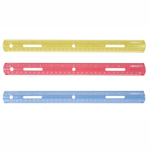 [10526 ACM] 12" Plastic Ruler, Assorted Colors (No Color Choice)