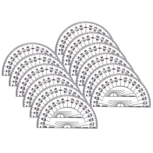 [77104IP CLI] 12 Count 4 inch Clear Plastic Protractors (77104 CLI)