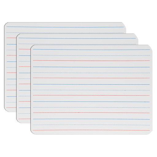 [100763 FS] 9" x 12" Magnetic Two-Sided Plain/Red & Blue Lined Dry Erase Board 3ct