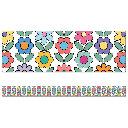 [108543 CD] Happily Ever Elementary Retro Remix Flower Straight Border
