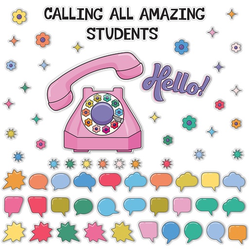 [110591 CD] Happily Ever Elementary Retro Remix Hello! Calling All Amazing Students Bulletin Board Set