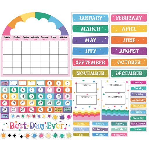 [110593 CD] Happily Ever Elementary Retro Remix Calendar Bulletin Board Set