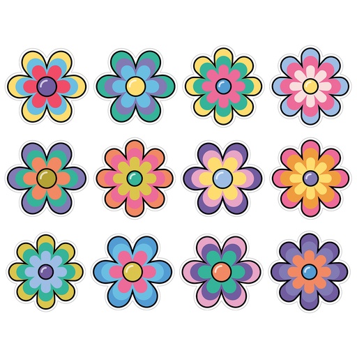 [120655 CD] Happily Ever Elementary Retro Remix Jumbo Flowers Cutouts