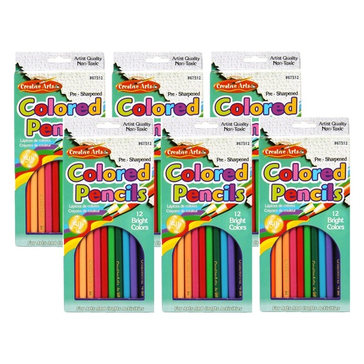 [67512-6 CLI] Assorted Pre-Sharpened Colored Pencils 72ct in 12 Colors