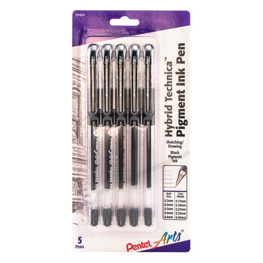 [KN10BP5A PEN] Hybrid Technica Black Gel Pens in 5 Assorted Widths