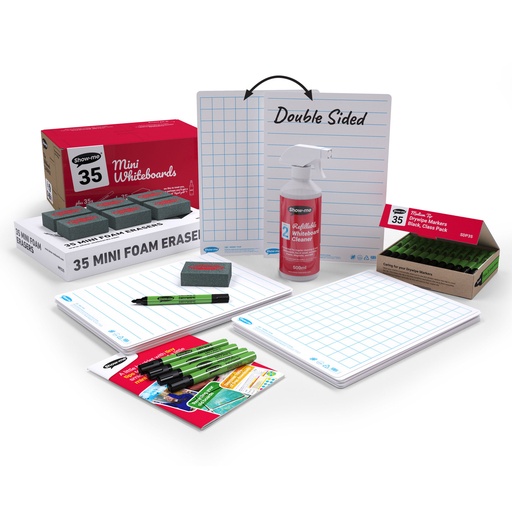[CGLBX EPG] Lined/Gridded Double Sided Lapboards Set of 35 with Pens, Erasers, Cleaner