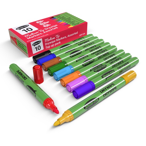 [SDP10A EPG] Assorted Color Medium Tip Slim Barrel Dry Erase Markers 10ct