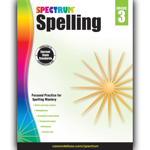 [704599 CD] Spectrum Spelling Workbook Grade 3 Paperback