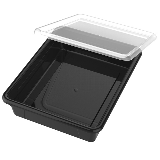 [62535U05C STX] Black Flat Storage Tray with Lid
